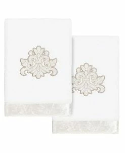 Linum Home Textiles Turkish Cotton May Embellished Hand Towel Set, 2 Piece