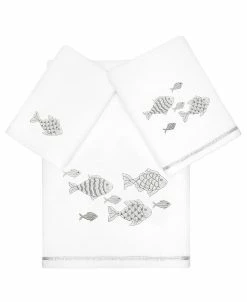 Linum Home Textiles Turkish Cotton Figi Embellished Towel Set, 3 Piece