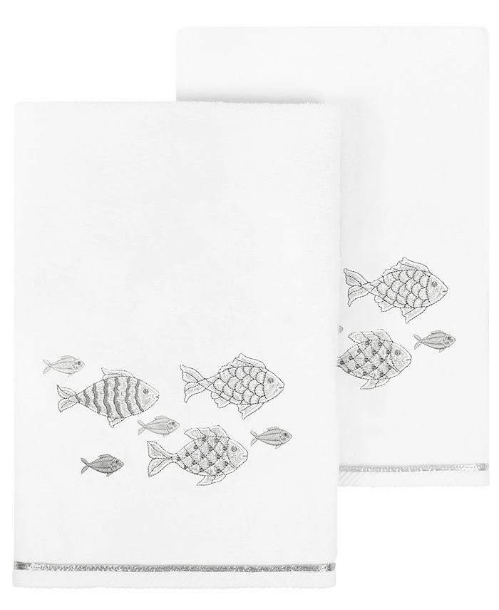 Linum Home Textiles Turkish Cotton Figi Embellished Bath Towel Set, 2 Piece