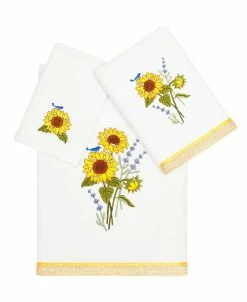 Linum Home Textiles Turkish Cotton Girasol Embellished Towel Set, 3 Piece