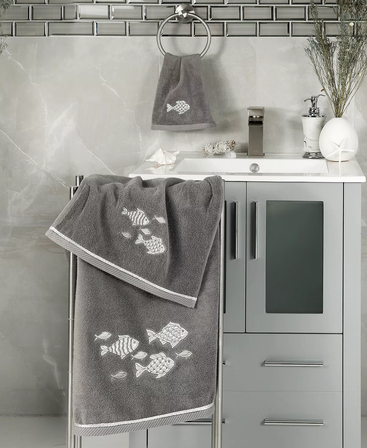 Linum Home Textiles Turkish Cotton Figi Embellished Towel Set, 4 Piece - Image 13