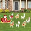 Big Dot Of Happiness Llama Christmas Santa Sleigh - Lawn Decor - Holiday Yard Signs - Set Of 8