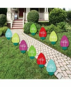 Big Dot Of Happiness Christmas Light Bulbs - Lawn Decor - Outdoor Holiday Party Yard Decor - 10 Piece