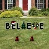 Big Dot Of Happiness Liday Plaid Trees - Outdoor Lawn Decor Christmas Party Yard Signs - Believe