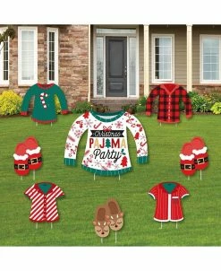 Big Dot Of Happiness Christmas Pajamas Outdoor Lawn Decorations - Holiday Party Yard Signs 8 Ct