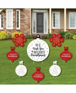 Big Dot Of Happiness Red & Gold Friendsmas - Lawn Decor - Friends Christmas Yard Signs - Set Of 8
