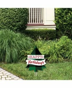 Big Dot Of Happiness Liday Plaid Trees - Happy Holidays Outdoor Lawn Sign Christmas Yard Sign 1 Pc