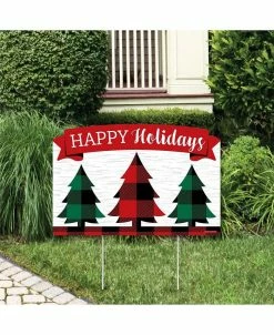 Big Dot Of Happiness Liday Plaid Trees - Christmas Yard Lawn Decor Happy Holidays Party Yardy Sign