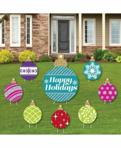 Big Dot Of Happiness Colorful Ornaments - Lawn Decor - Holiday & Christmas Yard Signs - Set Of 8