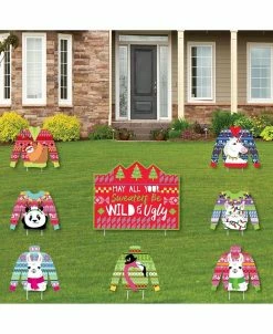 Big Dot Of Happiness Wild & Ugly Sweater - Lawn Decor - Holiday & Christmas Yard Signs - Set Of 8