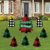 Big Dot Of Happiness Liday Plaid Trees - Lawn Decor - Buffalo Plaid Christmas Yard Signs - Set Of 8