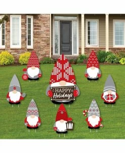 Big Dot Of Happiness Christmas Gnomes - Outdoor Lawn Decor - Holiday Party Yard Signs - Set Of 8