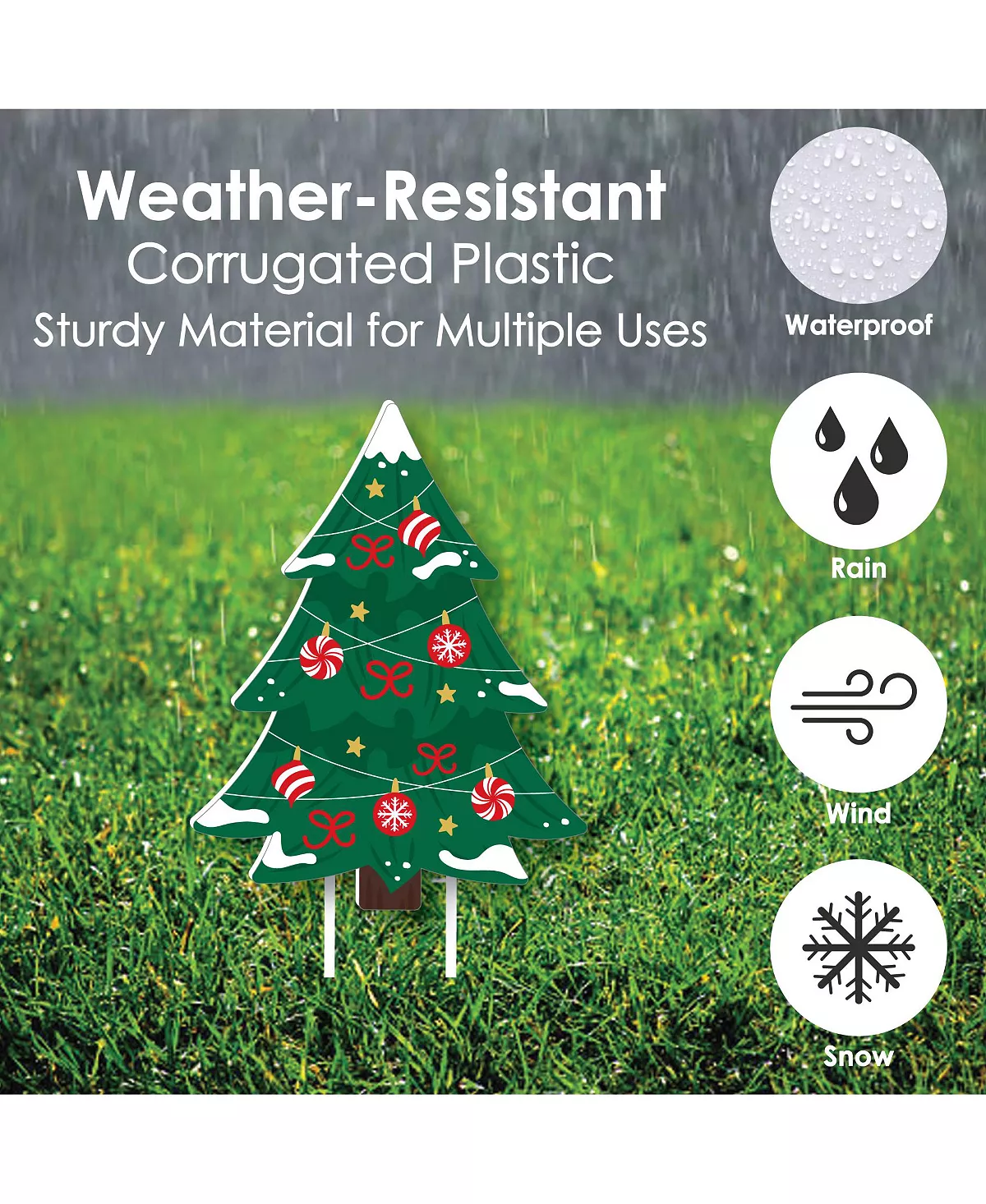 Big Dot Of Happiness Snowy Christmas Trees - Lawn Decor - Classic Holiday Yard Signs - Set Of 8 - Image 3