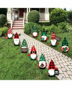 Big Dot Of Happiness Red And Green Holiday Gnomes Lawn Outdoor Christmas Party Yard Decorations 10 Pc