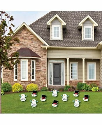 Big Dot Of Happiness Let It Snow - Snowman Lawn Decor - Outdoor Christmas & Holiday Yard Decor 10 Pc - Image 2