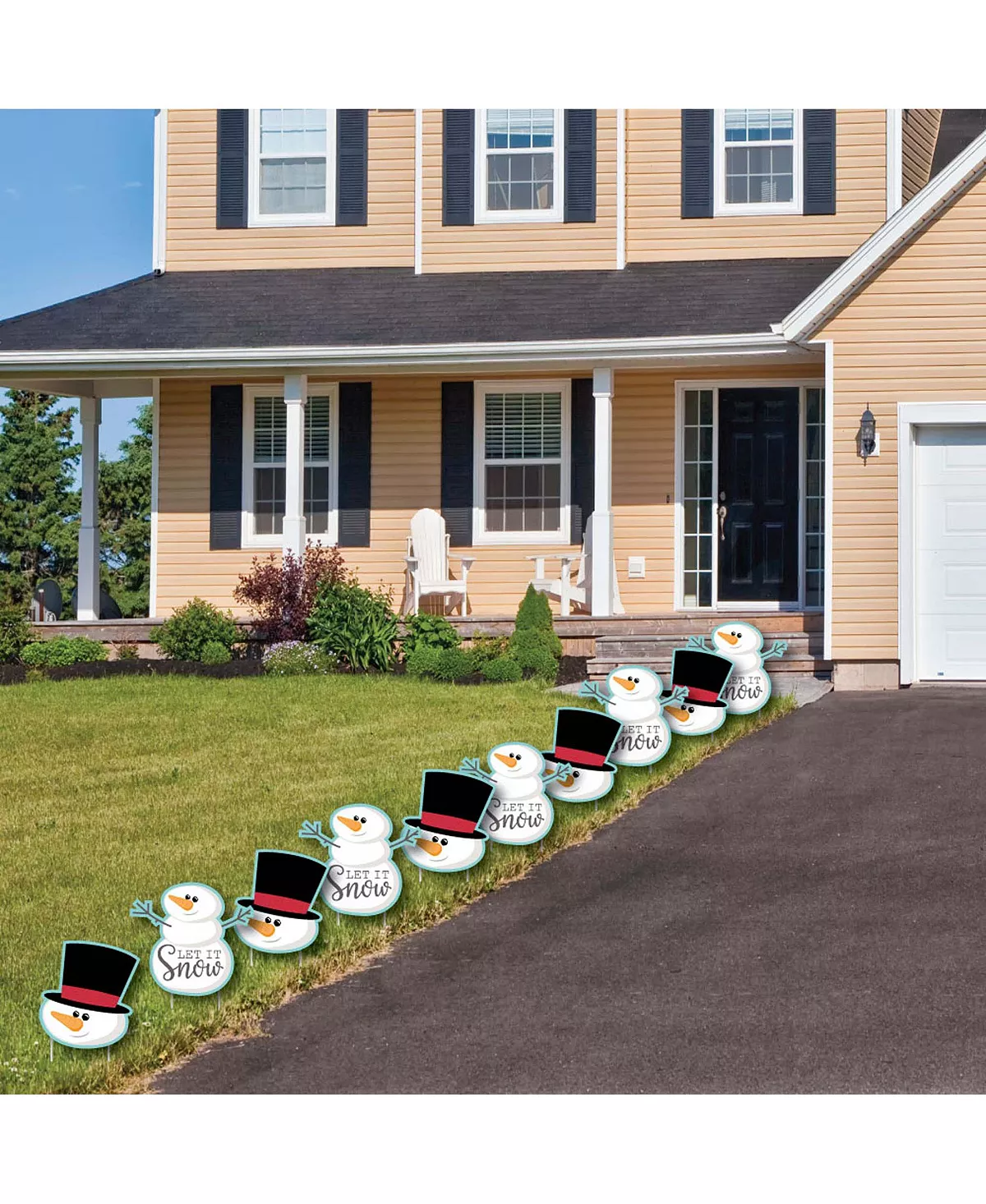 Big Dot Of Happiness Let It Snow - Snowman Lawn Decor - Outdoor Christmas & Holiday Yard Decor 10 Pc - Image 3
