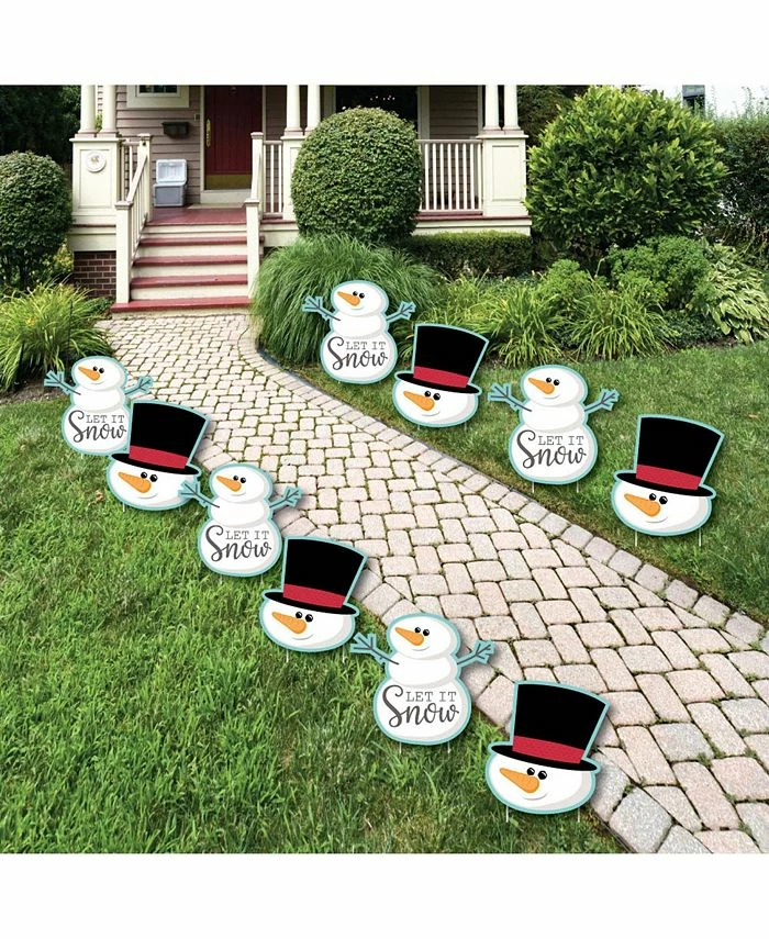 Big Dot Of Happiness Let It Snow - Snowman Lawn Decor - Outdoor Christmas & Holiday Yard Decor 10 Pc