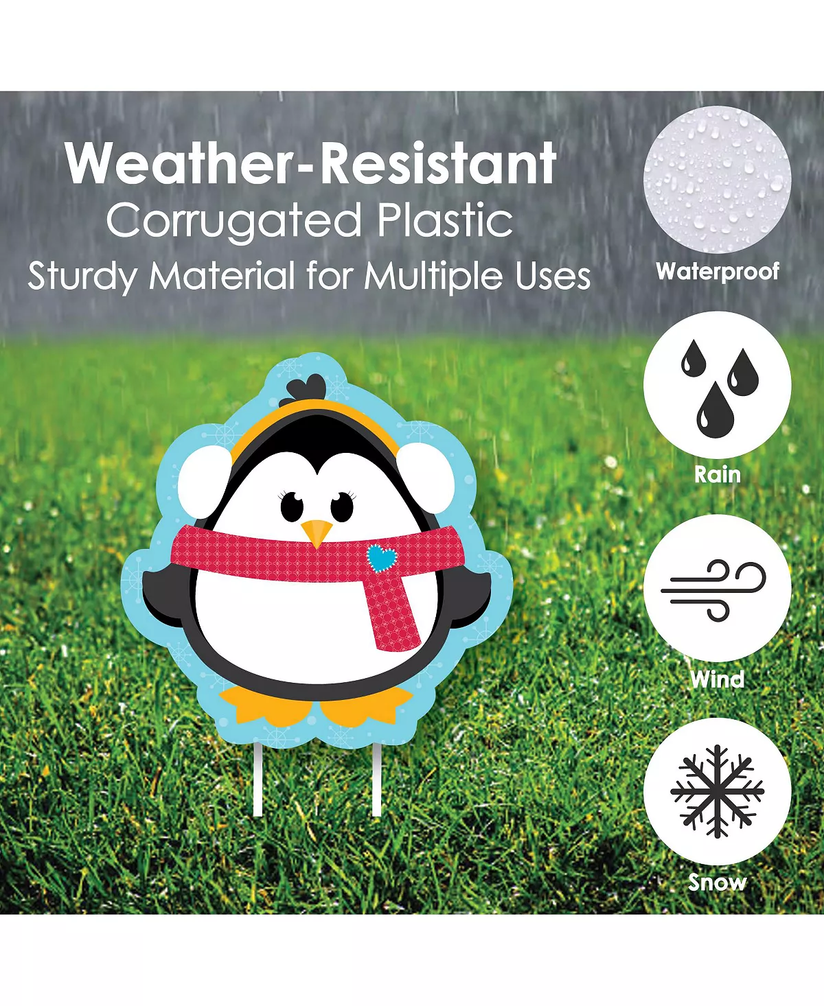 Big Dot Of Happiness Lly Jolly Penguin - Lawn Decor - Holiday & Christmas Yard Signs - Set Of 8 - Image 3