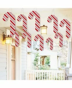Big Dot Of Happiness Candy Cane - Outdoor Hanging Holiday And Christmas Party Decor - 10 Pc