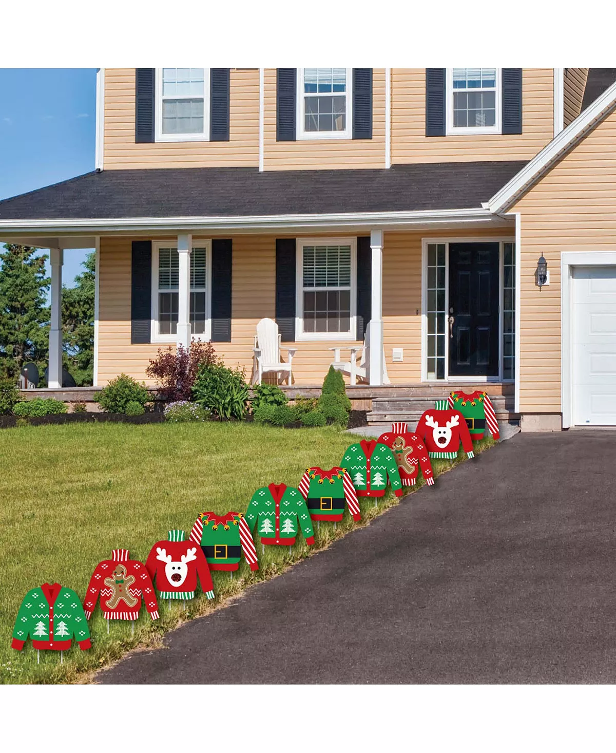 Big Dot Of Happiness Ugly Sweater - Sweater Lawn Decor - Outdoor Holiday & Christmas Yard Decor 10 Pc - Image 3