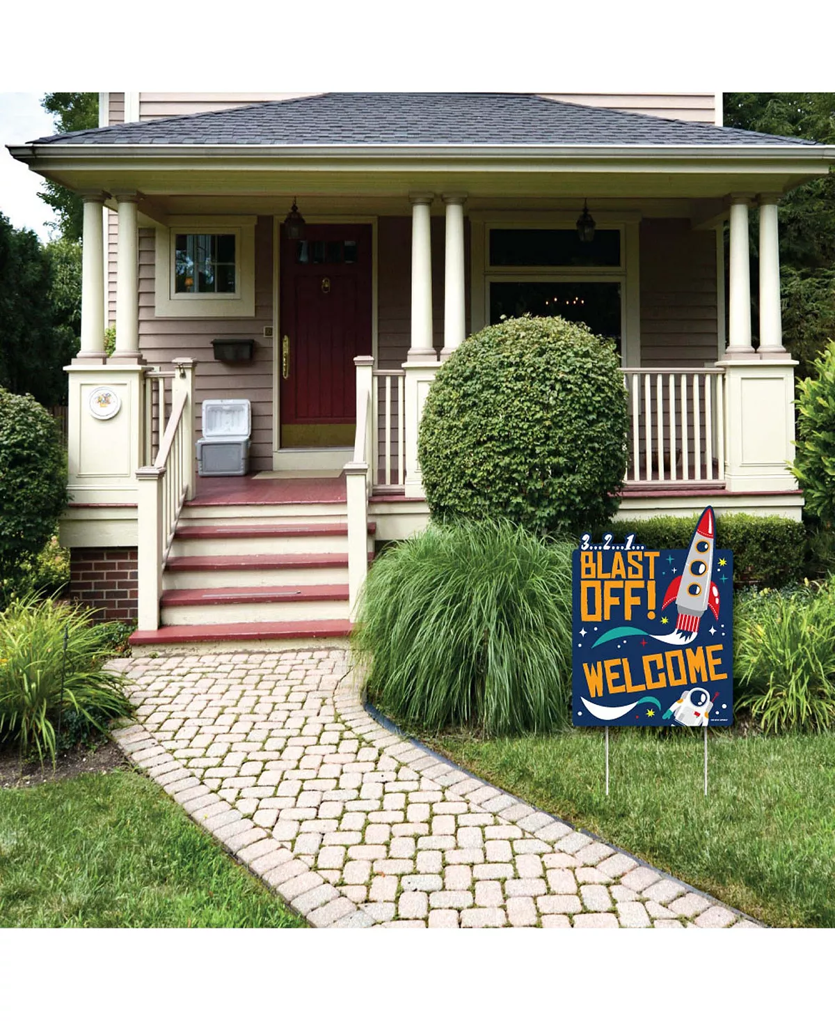 Big Dot Of Happiness Last Off To Outer Space - Party Decor - Rocket Ship Party Welcome Yard Sign - Image 3