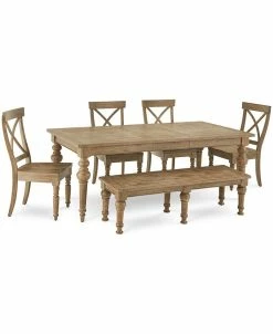 Furniture Sonora 6-pc. Dining Set (Table + 4 X-Back Side Chairs + Bench)