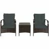 Costway 3 PCS Patio Rattan Furniture Set Coffee Table & 2 Rattan Chair