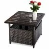 Costway Brown Rattan Wicker Steel Side Table Outdoor Furniture Deck Garden Patio Pool