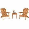 Costway 3PCS Patio Wooden Adirondack Chair Table Set Folding Seat Furniture Garden