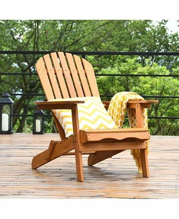 Costway 3PCS Patio Wooden Adirondack Chair Table Set Folding Seat Furniture Garden - Image 2