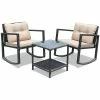 Costway 3PC Patio Rattan Conversation Set Rocking Chair Cushioned Sofa Garden Furniture