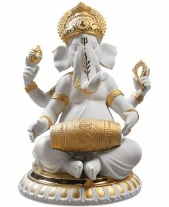 Lladró Mridangam Ganesha Golden Re-Deco Figurine
