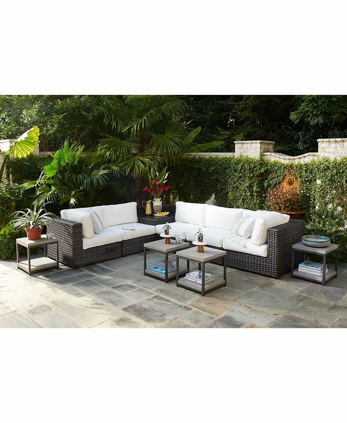 Furniture Viewport Outdoor 5-Pc. Modern Modular Seating Set (4 Armless Units And 1 Corner Unit) With Sunbrella® Cushions, Created For Macy's - Image 4