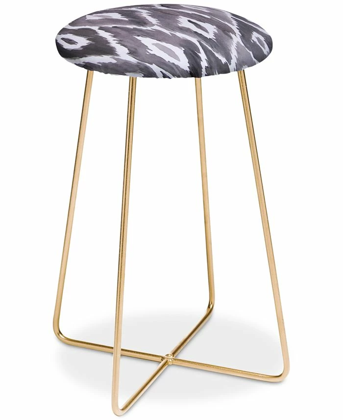 Deny Designs Natalie Baca Painterly Ikat In Black Counter Stool
