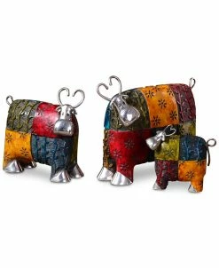 Uttermost Colorful Cows Set Of 3 Metal Figurines